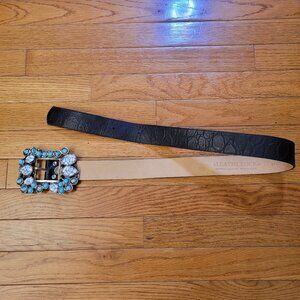 Leatherock USA Western Style Turquoise Gem Stone Black Leather Belt